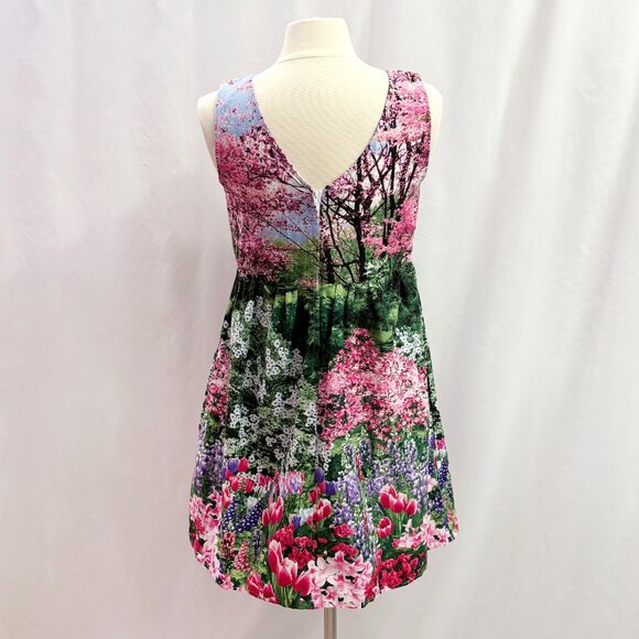 Retrolicious spring garden print sleeveless a-line dress size Medium - Picture 3 of 5